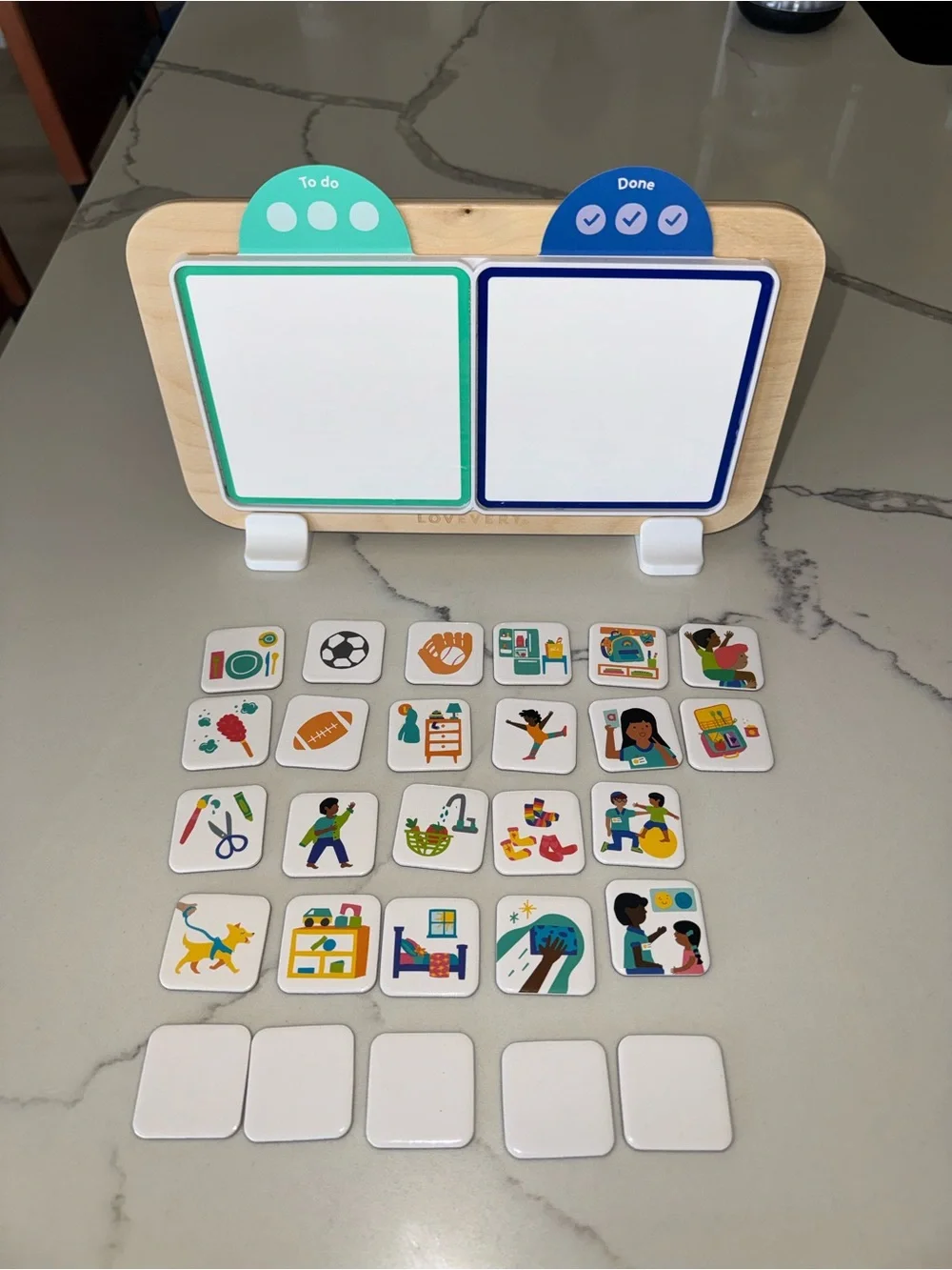 Kids Daily Tasks Magnetic Board Set - Blue & Teal